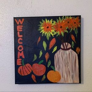 Welcome Sunflowers and Pumpkins. Original Painting